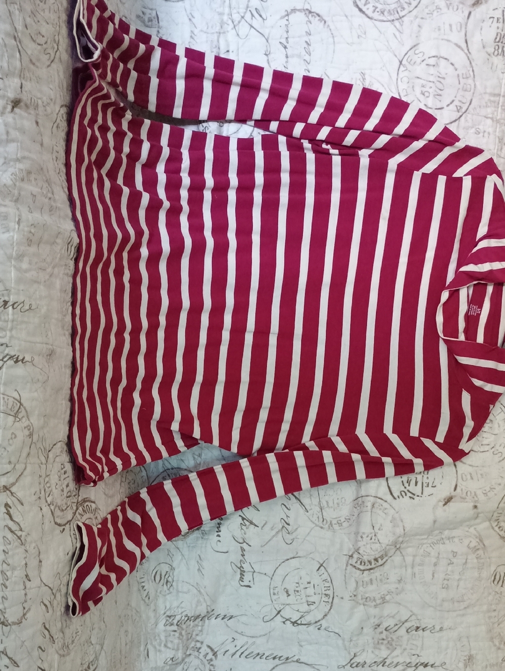 Red & White Striped Long Sleeve Top